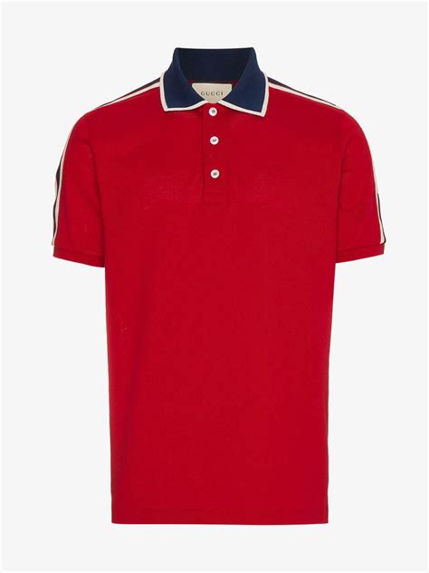 cotton polo with gucci stripe red|Gucci polo shirts for men.